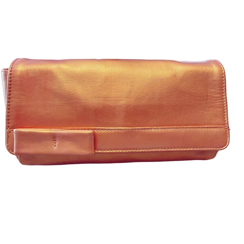 FURLA Refurbished Bag Leather Crossbody Detachable Strap Rose Gold Clutch Italy - Picture 9 of 16